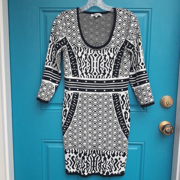 Animal Print Dress Body Con Rayon Knit Gorgeous Wild Black and White Print - Picture 16 of 16